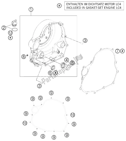 Toutes les pièces pour le Couvercle D'embrayage du KTM 690 Enduro R Europe 2012