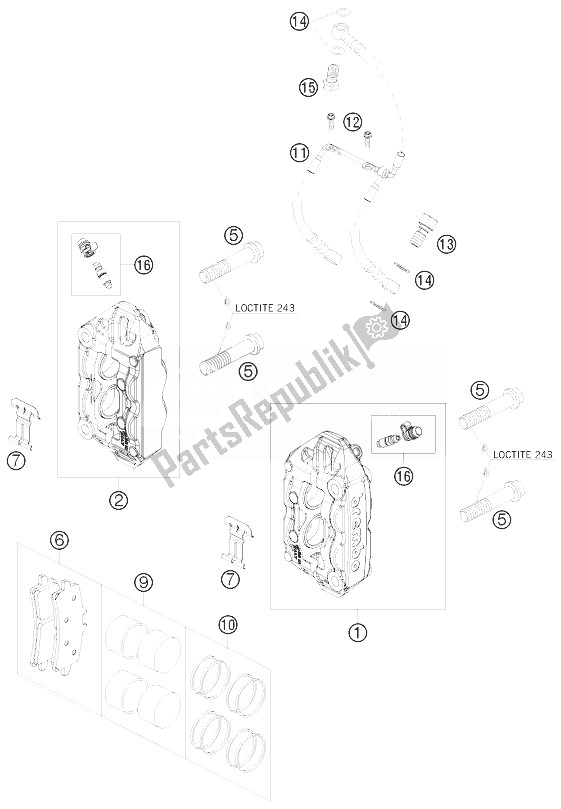 Todas las partes para Pinza De Freno Delantera de KTM 1190 RC8 R Australia 2010