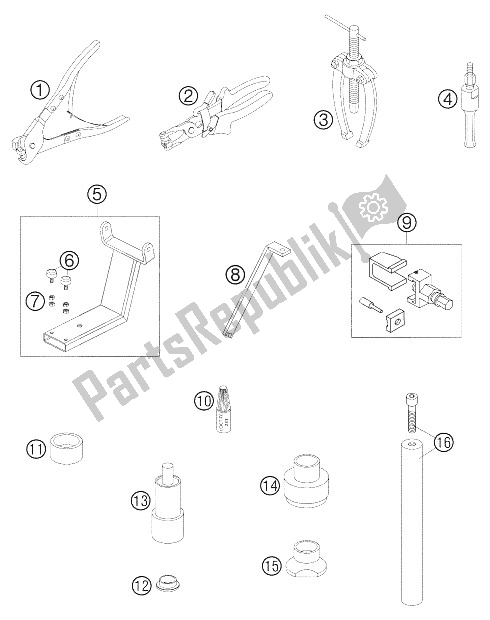Toutes les pièces pour le Châssis D'outils Spéciaux du KTM 950 Adventure S Europe 2005