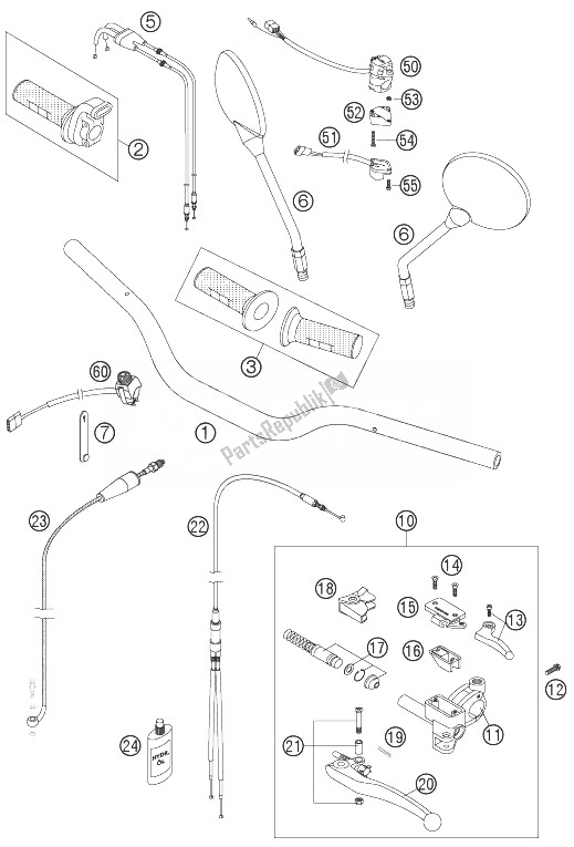 Toutes les pièces pour le Guidon, Commandes du KTM 950 Superenduro R Europe 2007