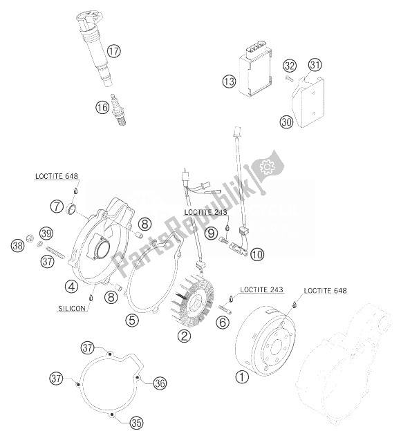 Tutte le parti per il Sistema Di Accensione del KTM 660 Rally Factory Replica Europe 2007