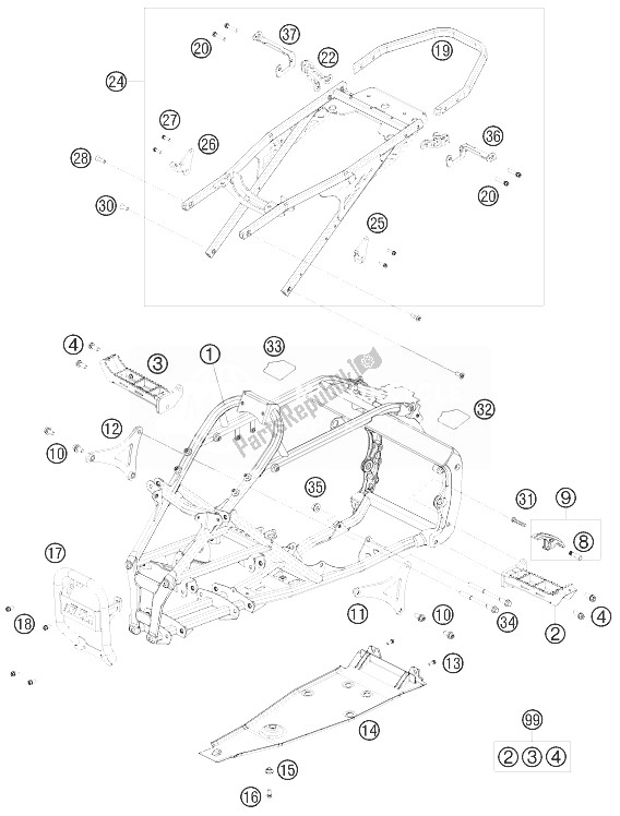 Tutte le parti per il Telaio del KTM 525 XC ATV Europe 8503 JQ 2010