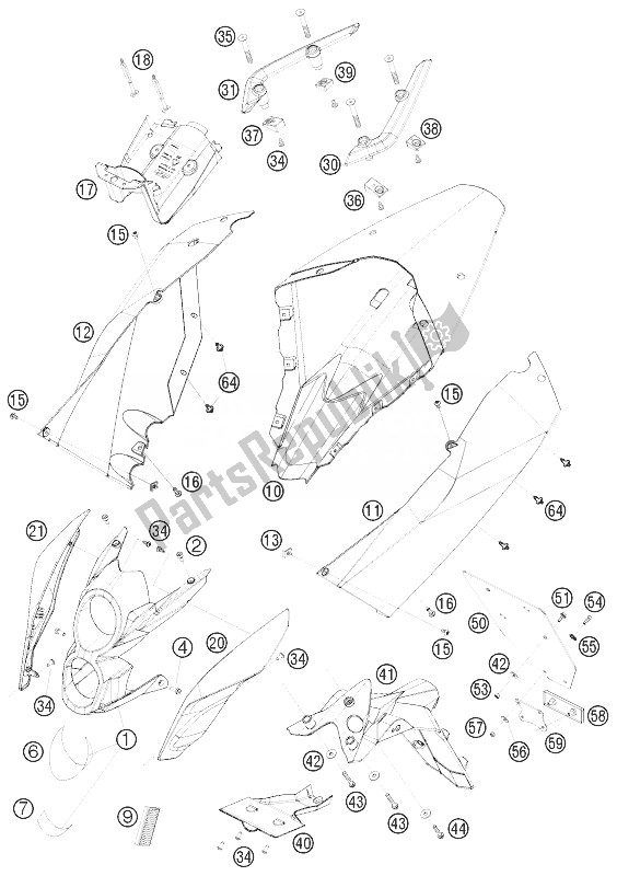 All parts for the Mask, Fenders of the KTM 690 Duke R Europe 2010