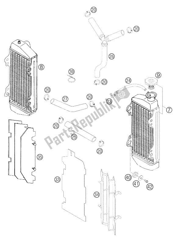 Todas as partes de Sistema De Refrigeração do KTM 125 SXS Europe 2005