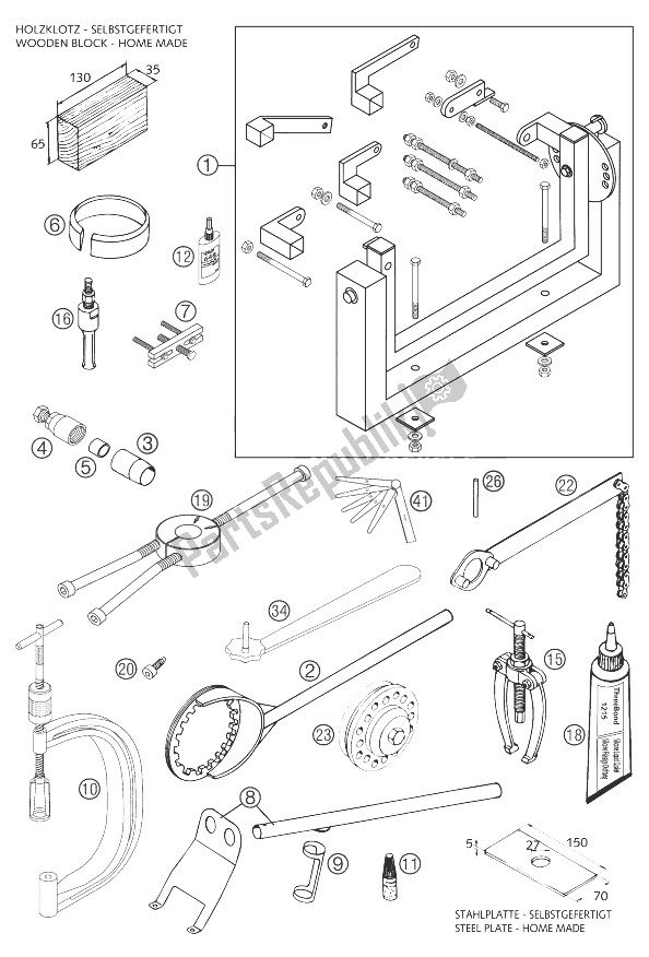 Tutte le parti per il Attrezzi Speciali 660 Sms del KTM 660 Supermoto Factory Repl 03 Europe 2003