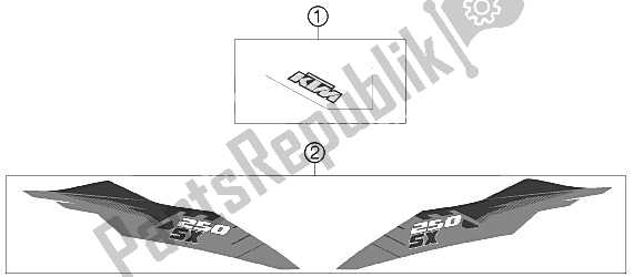 All parts for the Decal of the KTM 250 SX Europe 2012