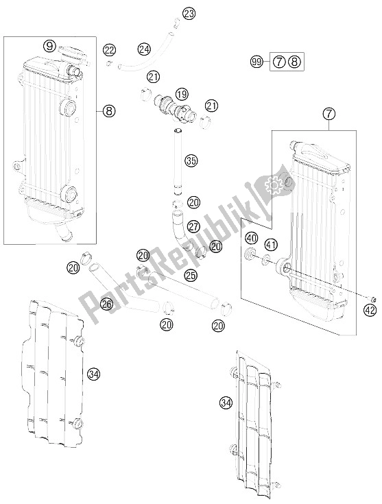 All parts for the Cooling System of the KTM 125 SX Europe 2015