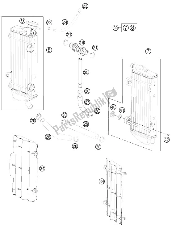 All parts for the Cooling System of the KTM 250 SX Europe 2015