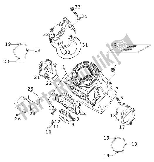 All parts for the Cylinder 380 2001 of the KTM 250 SXS Europe 2001