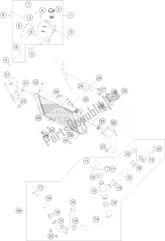 Todas las partes para Sistema De Refrigeración de KTM 125 Duke White ABS Europe 2013