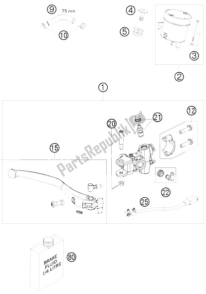 All parts for the Hand Brake Cylinder of the KTM 1190 RC 8 R Australia 2009