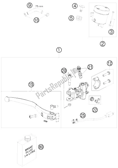 Todas las partes para Cilindro De Freno De Mano de KTM RC 8 Orange 08 PS 09 USA 1200 2008