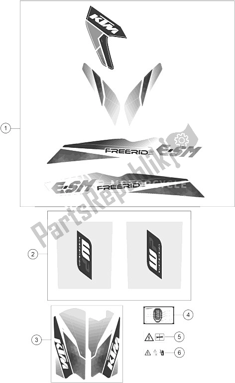 All parts for the Decal of the KTM Freeride E SM Europe 0 2016