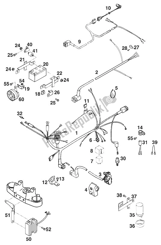 All parts for the Wire Harness 250/300/360 Egs'96 of the KTM 250 EXC M O 13 LT Brazil 1996