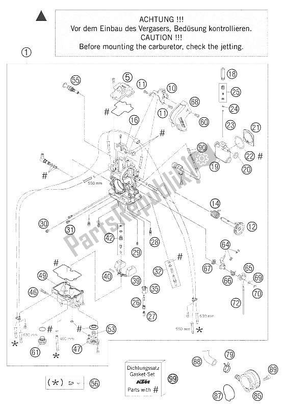 All parts for the Carburetor Fcrmx-37 250 Exc Raci of the KTM 250 EXC Racing Australia 2005