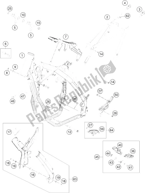Alle onderdelen voor de Kader van de KTM 500 EXC SIX Days Europe 2015