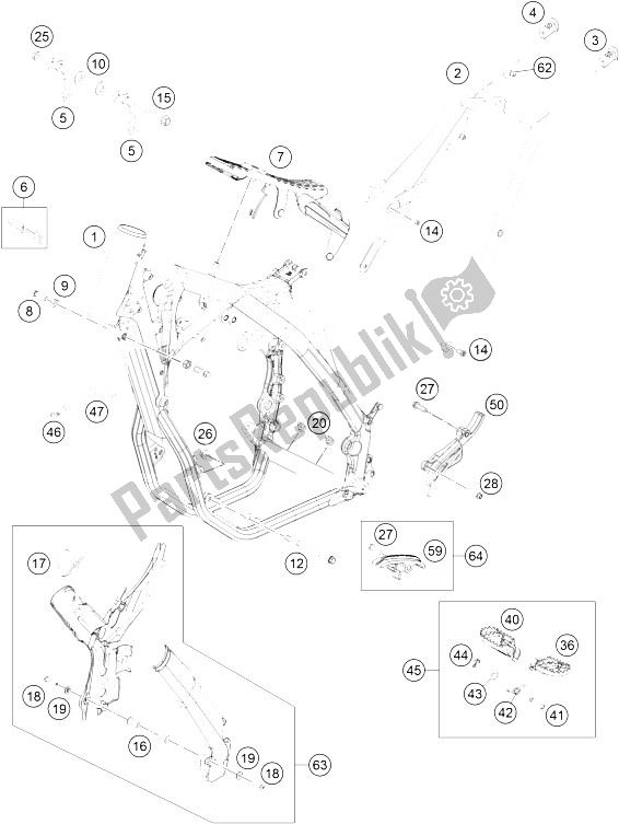 Todas as partes de Quadro, Armação do KTM 500 EXC SIX Days Europe 2016
