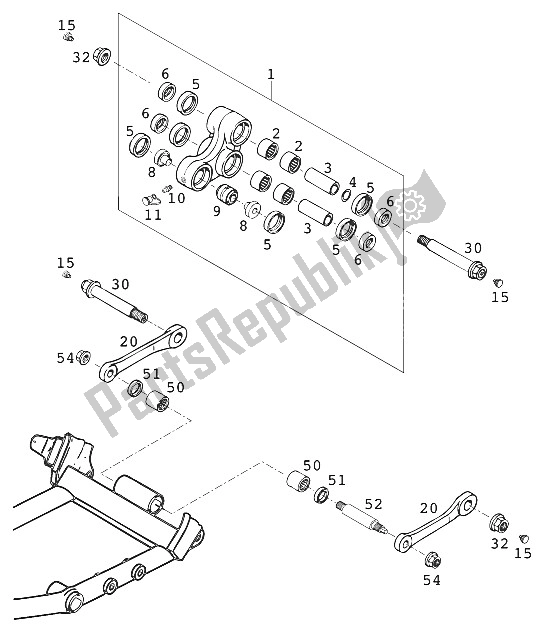 Tutte le parti per il Bilanciere Pro Lever Lc4 '97 del KTM 620 SUP Comp WP Europe 1997