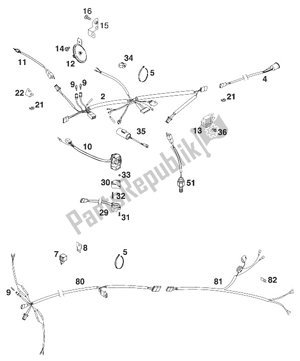 Toutes les pièces pour le Faisceau De Câbles Egs 200 2001 du KTM 200 EXC GS Europe 2001