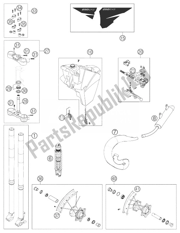 Tutte le parti per il Nuove Parti Telaio 250 Sxs del KTM 250 SXS Europe 2003