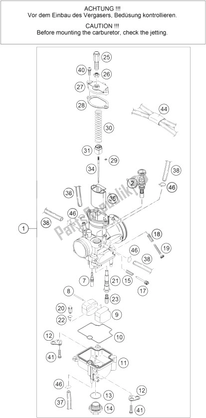 Todas las partes para Carburador de KTM 105 SX USA 2007
