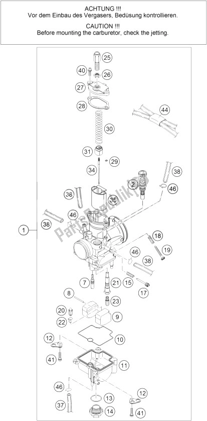 Todas las partes para Carburador de KTM 85 SX 19 16 Europe 2007