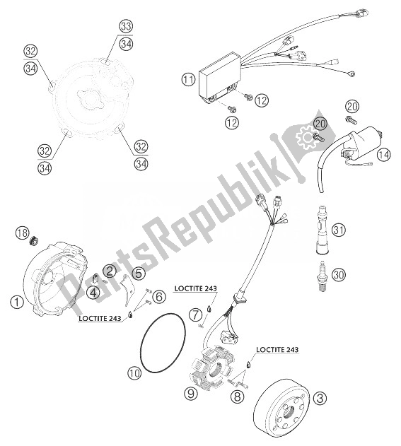 All parts for the Ignition System 660 Smc of the KTM 660 SMC Australia United Kingdom 2004