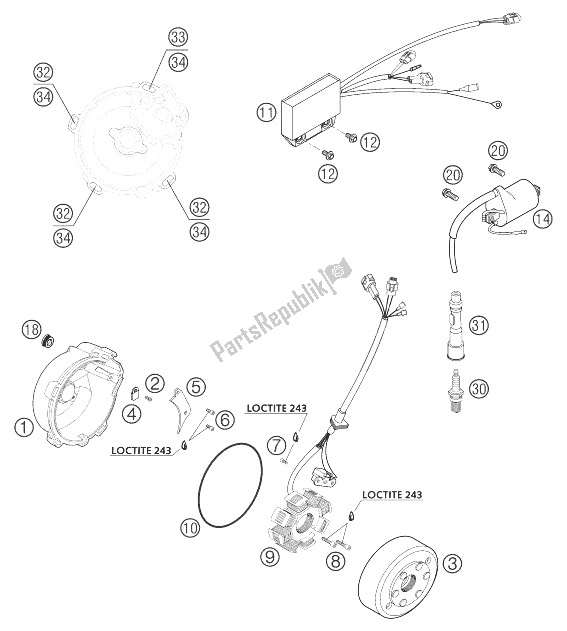 Tutte le parti per il Sistema Di Accensione 660 Smc del KTM 660 SMC Europe 2004