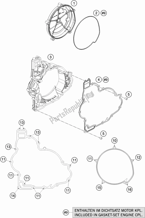 Tutte le parti per il Coperchio Frizione del KTM 1090 Adventure EU 2018