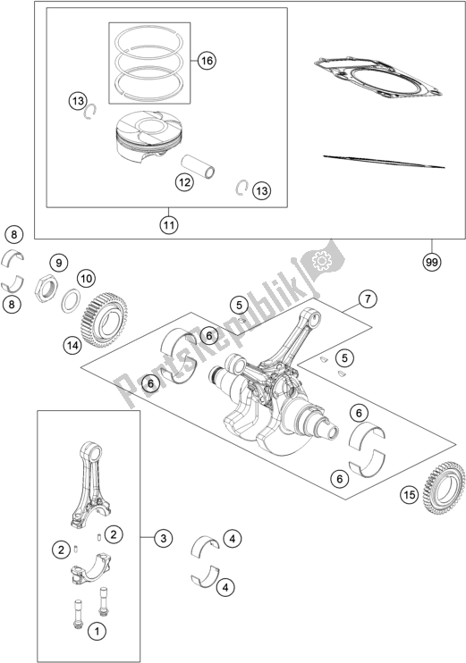 All parts for the Crankshaft, Piston of the KTM 1090 Adventure EU 2018