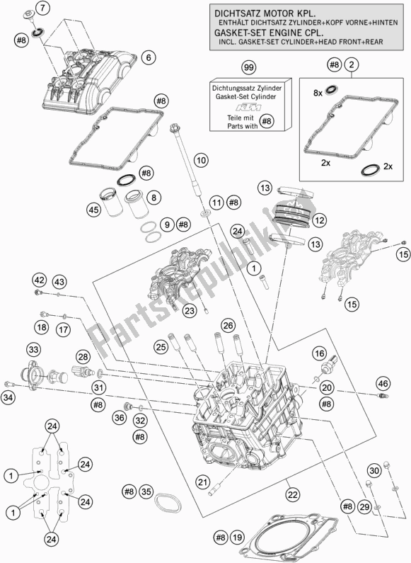 All parts for the Cylinder Head Front of the KTM 1090 Adventure EU 2018