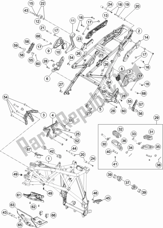 All parts for the Frame of the KTM 1090 Adventure EU 2018