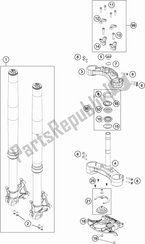 Todas las partes para Horquilla Delantera, Triple Abrazadera de KTM 1090 Adventure EU 2018