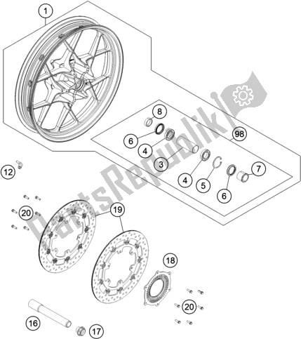 All parts for the Front Wheel of the KTM 1090 Adventure EU 2018