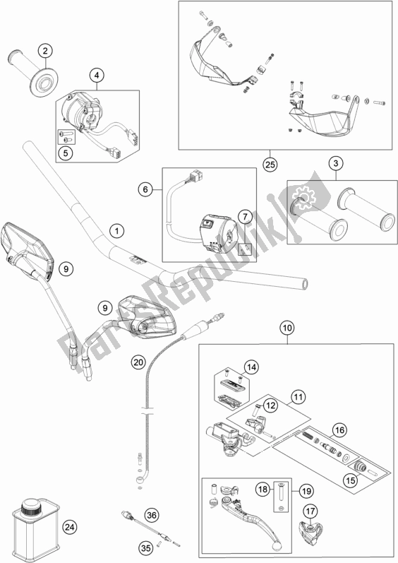 Todas las partes para Manillar, Controles de KTM 1090 Adventure EU 2018