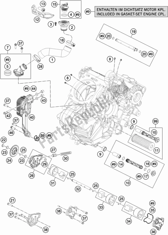 All parts for the Lubricating System of the KTM 1090 Adventure EU 2018