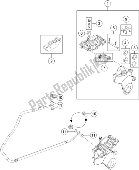 All parts for the Rear Brake Caliper of the KTM 1090 Adventure EU 2018