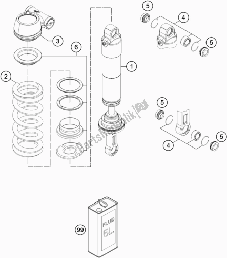 All parts for the Shock Absorber Disassembled of the KTM 1090 Adventure EU 2018