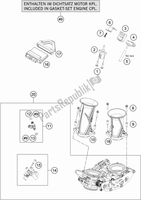 All parts for the Throttle Body of the KTM 1090 Adventure EU 2018