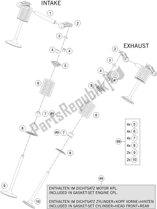 All parts for the Valve Drive of the KTM 1090 Adventure EU 2018