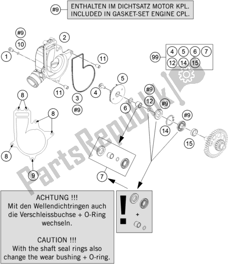 All parts for the Water Pump of the KTM 1090 Adventure EU 2018