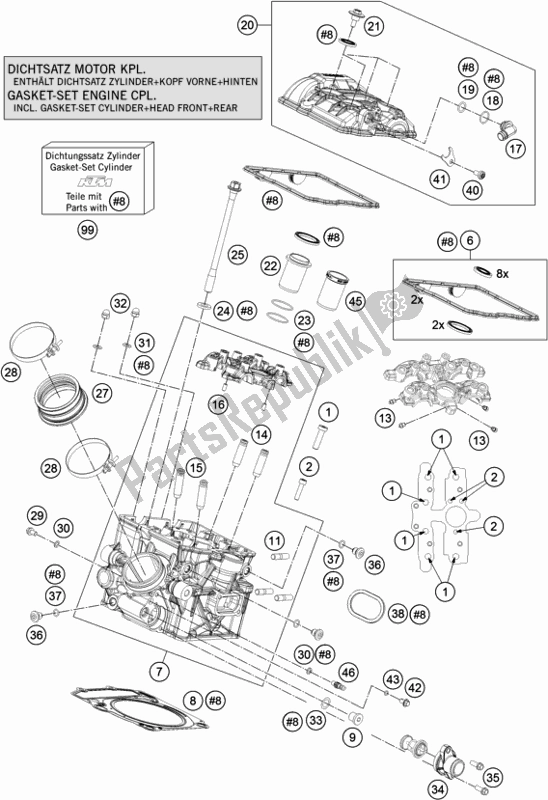 All parts for the Cylinder Head Rear of the KTM 1090 Adventure R EU 2017