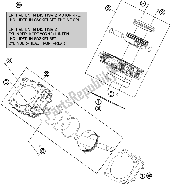 All parts for the Cylinder of the KTM 1090 Adventure R EU 2017