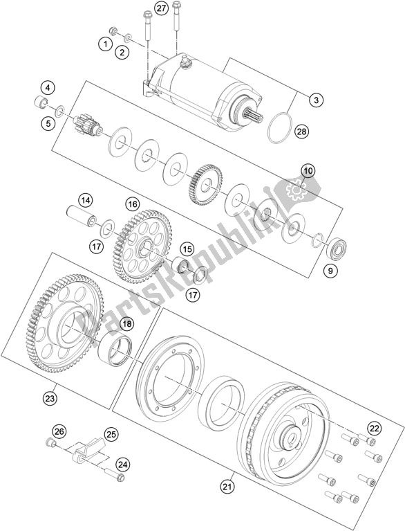 All parts for the Electric Starter of the KTM 1090 Adventure R EU 2017