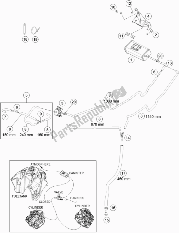 Wszystkie części do Kanister Wyparny KTM 1090 Adventure R EU 2017