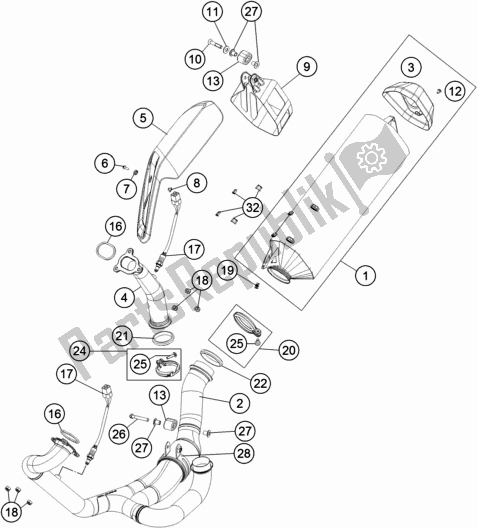 All parts for the Exhaust System of the KTM 1090 Adventure R EU 2017