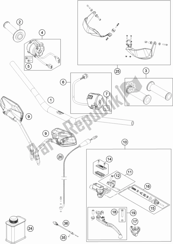 Todas las partes para Manillar, Controles de KTM 1090 Adventure R EU 2017