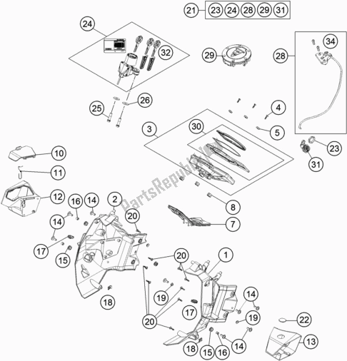 All parts for the Instruments / Lock System of the KTM 1090 Adventure R EU 2017