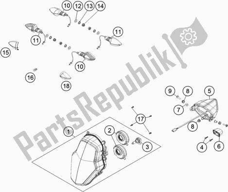 All parts for the Lighting System of the KTM 1090 Adventure R EU 2017