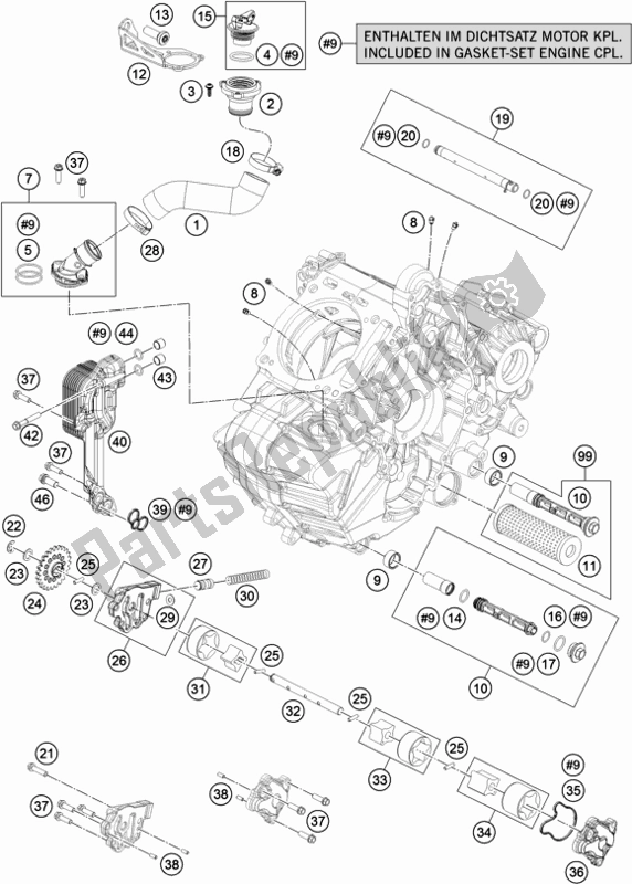 All parts for the Lubricating System of the KTM 1090 Adventure R EU 2017